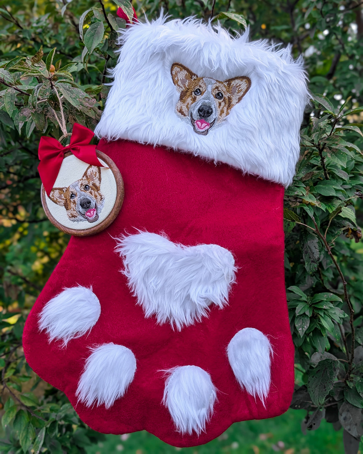 Embroidered Paw Shaped Stocking