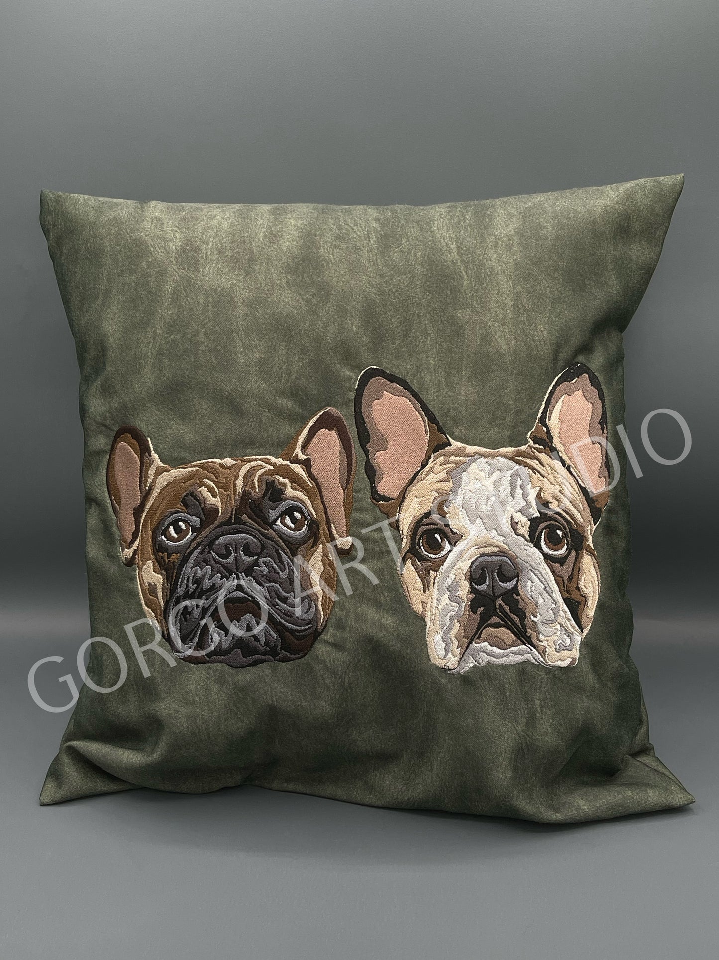 Embroidered Pet Portrait Pillow