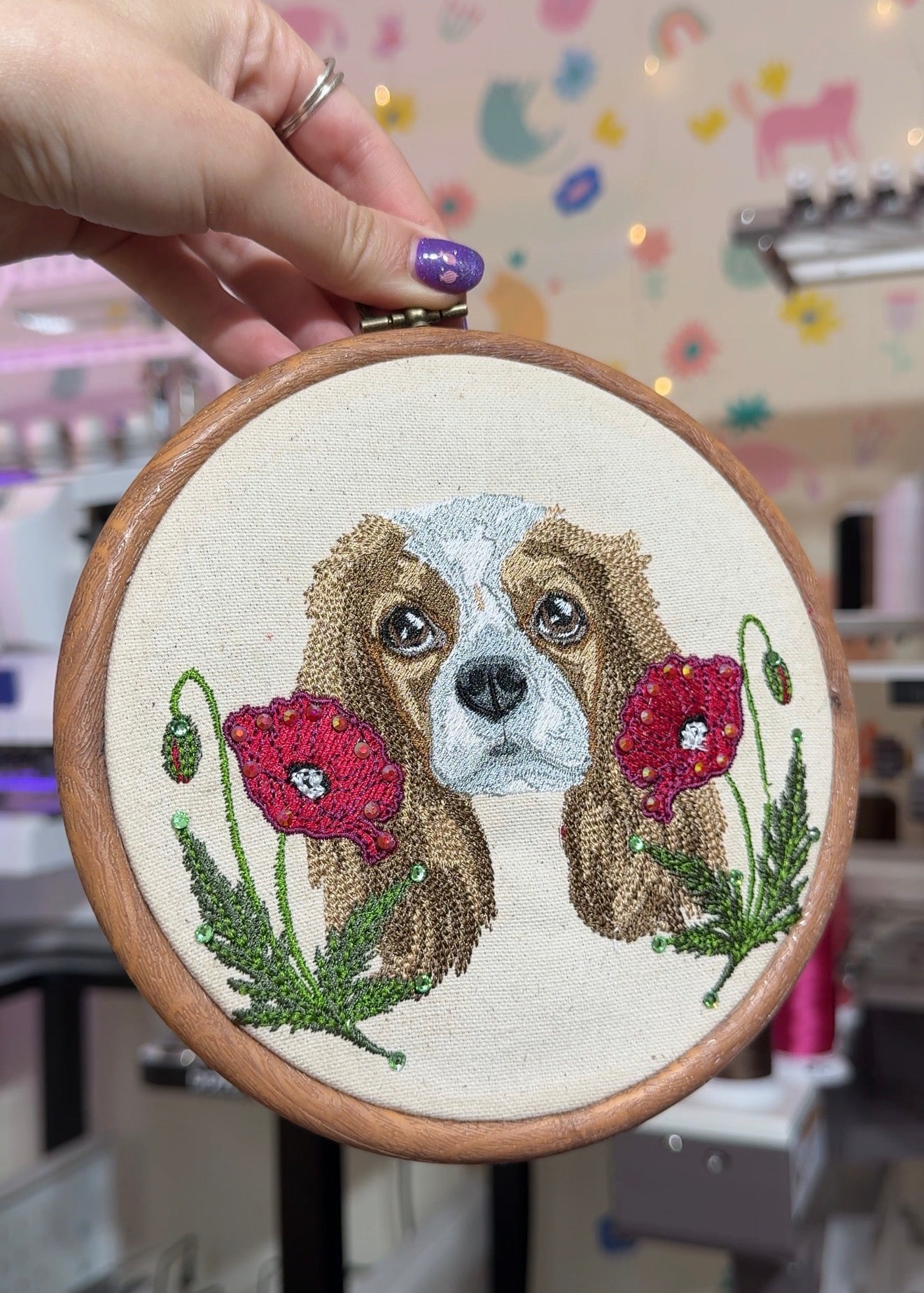 Embroidered Bloom Wall Hoop (12 flower options)