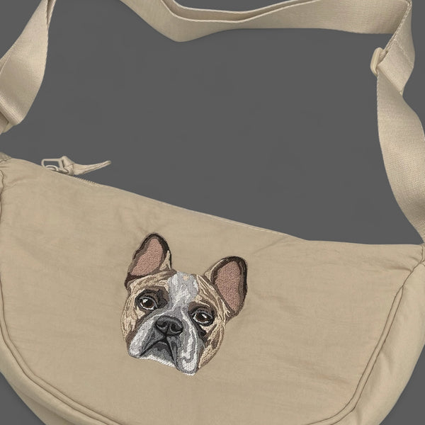 Embroidered Crescent Shoulder Bag