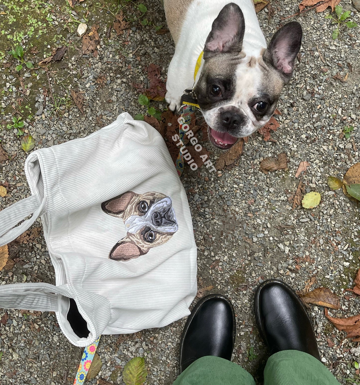 Embroidered Corduroy Tote