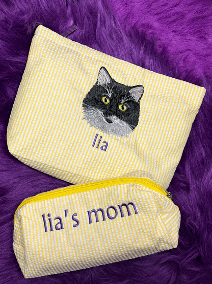 Embroidered Pet & Parent Pouch Set