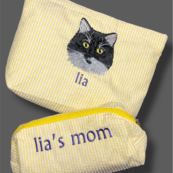 Embroidered Pet & Parent Pouch Set