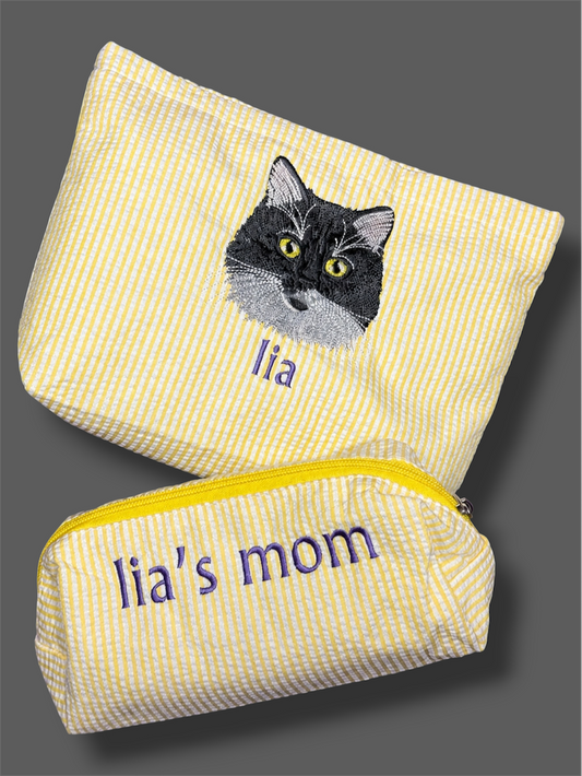 Embroidered Pet & Parents Pouch Set
