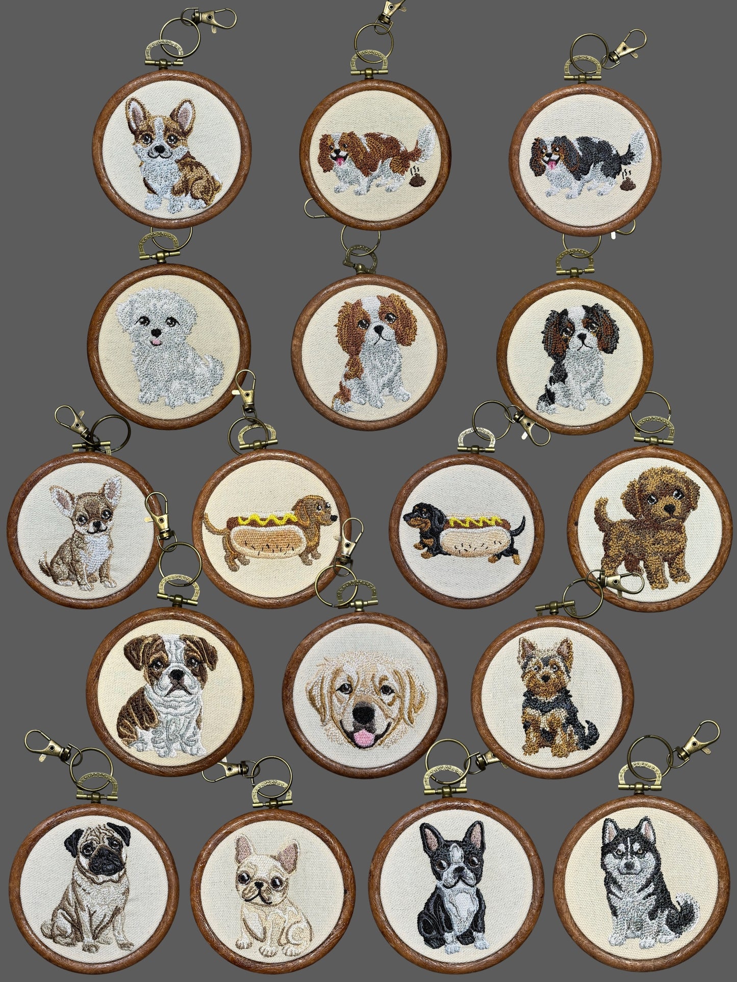 Dog Breed Wooden Key Charm