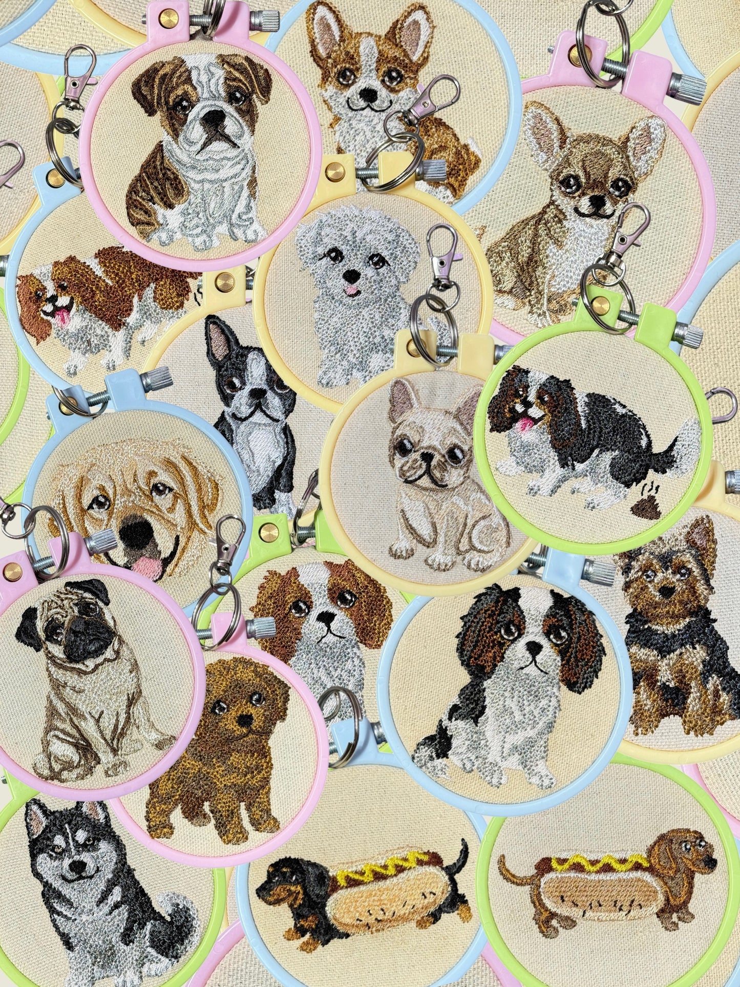 Dog Breed Pastel Key Charm