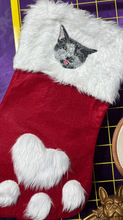 Embroidered Paw Shaped Stocking