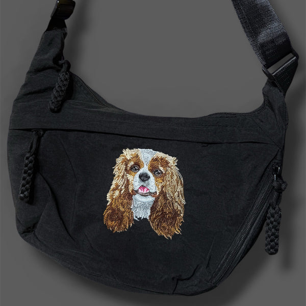Embroidered Swoop Shoulder Bag