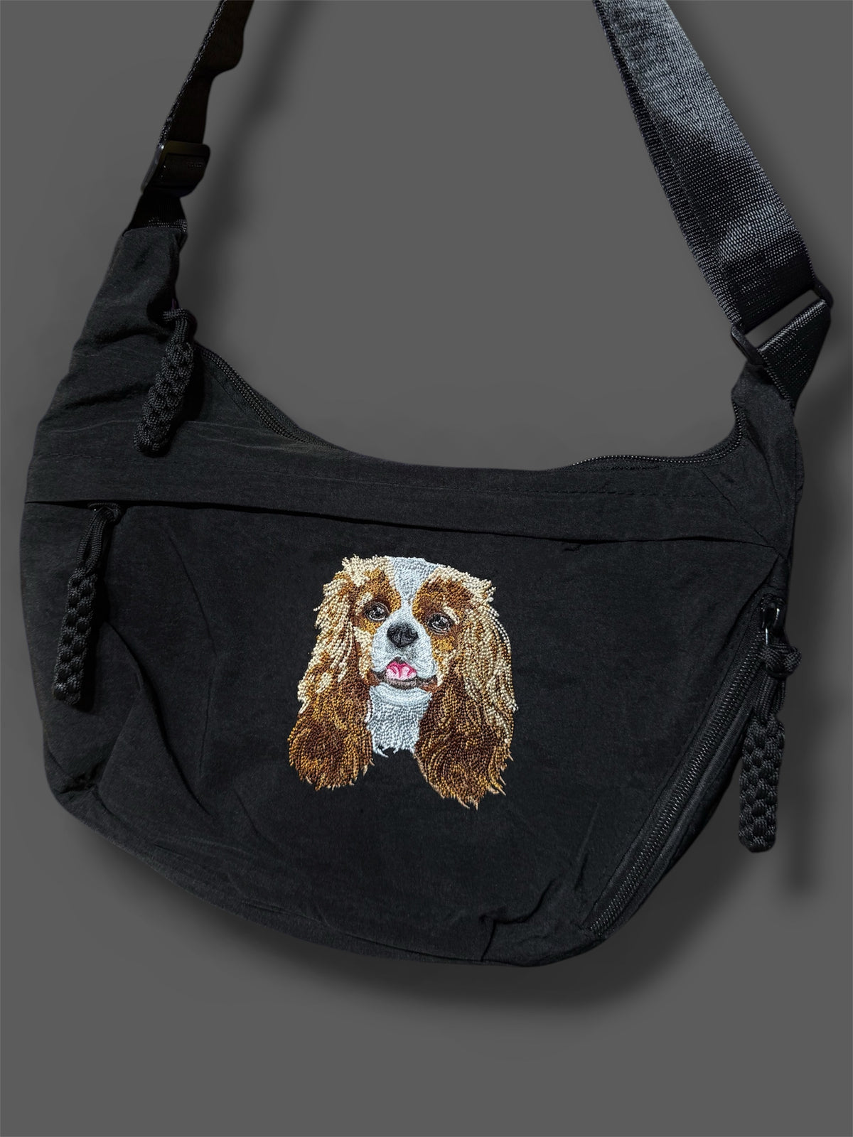 Embroidered Swoop Shoulder Bag