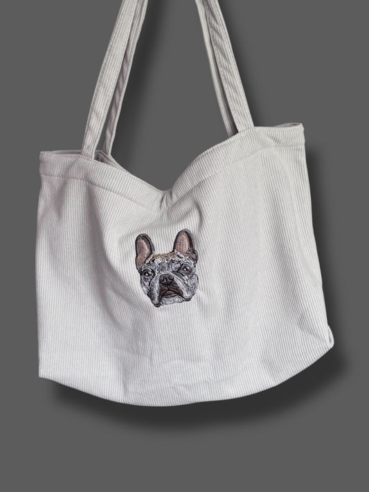 Embroidered Corduroy Tote