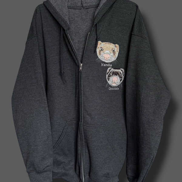 Embroidered Zip-Up Hoodie