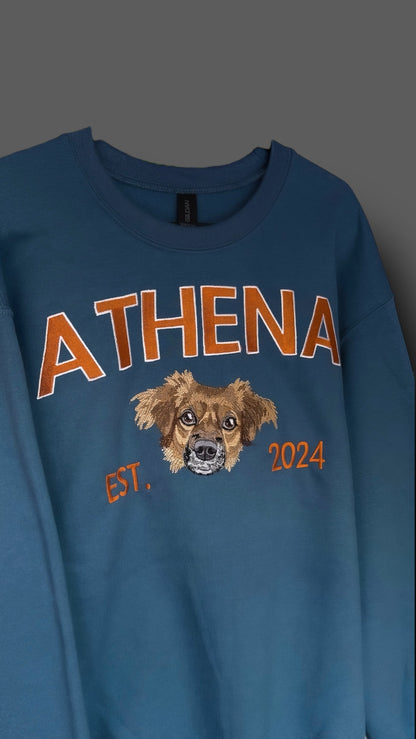 Embroidered Varsity Style Crewneck