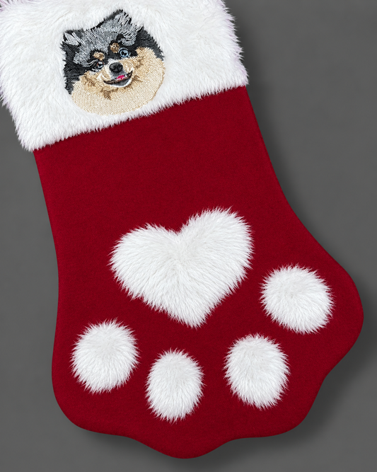 Embroidered Paw Stocking