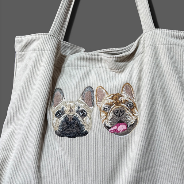 Embroidered Corduroy Tote