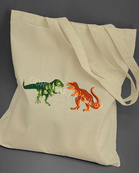Dino embroidered tote bag