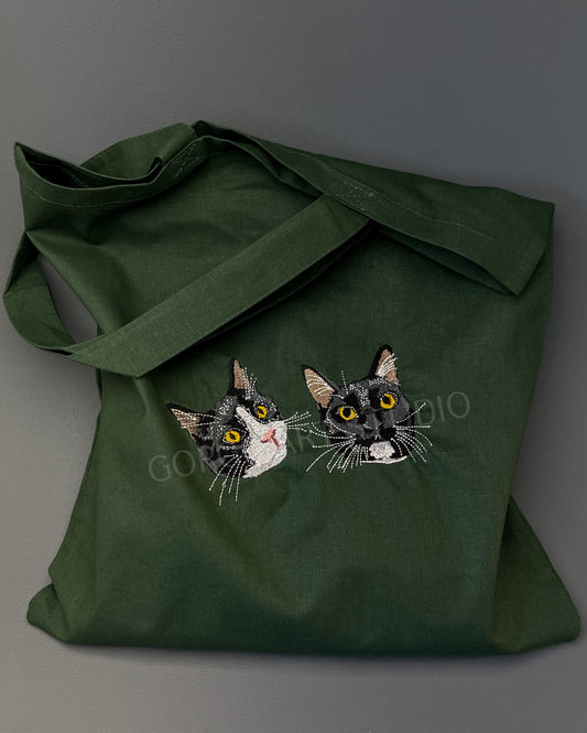 Embroidered pet cotton tote bag