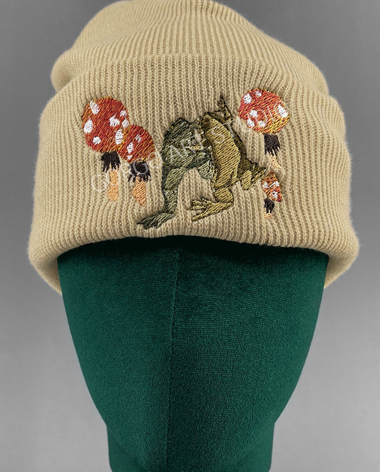 Fairy ring & vibing frogs embroidered beanie