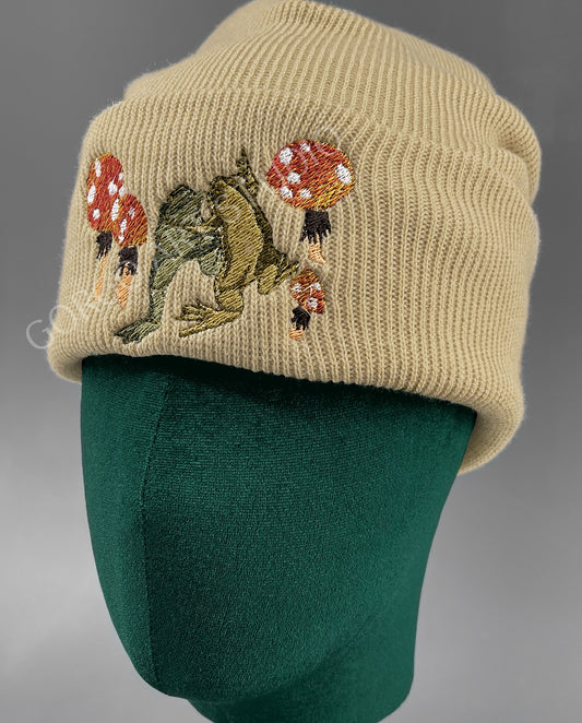 Fairy ring & vibing frogs embroidered beanie
